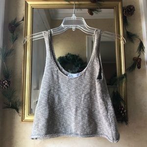 Zara tan cropped knit top NWT